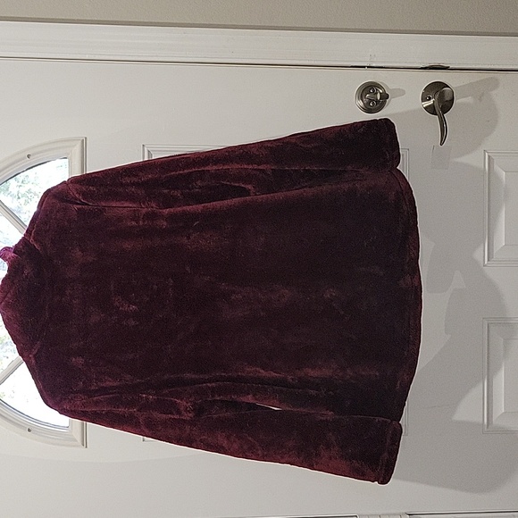 32 Heat Plush Burgundy Zip-Up Jacket Size XXL - Picture 2 of 5